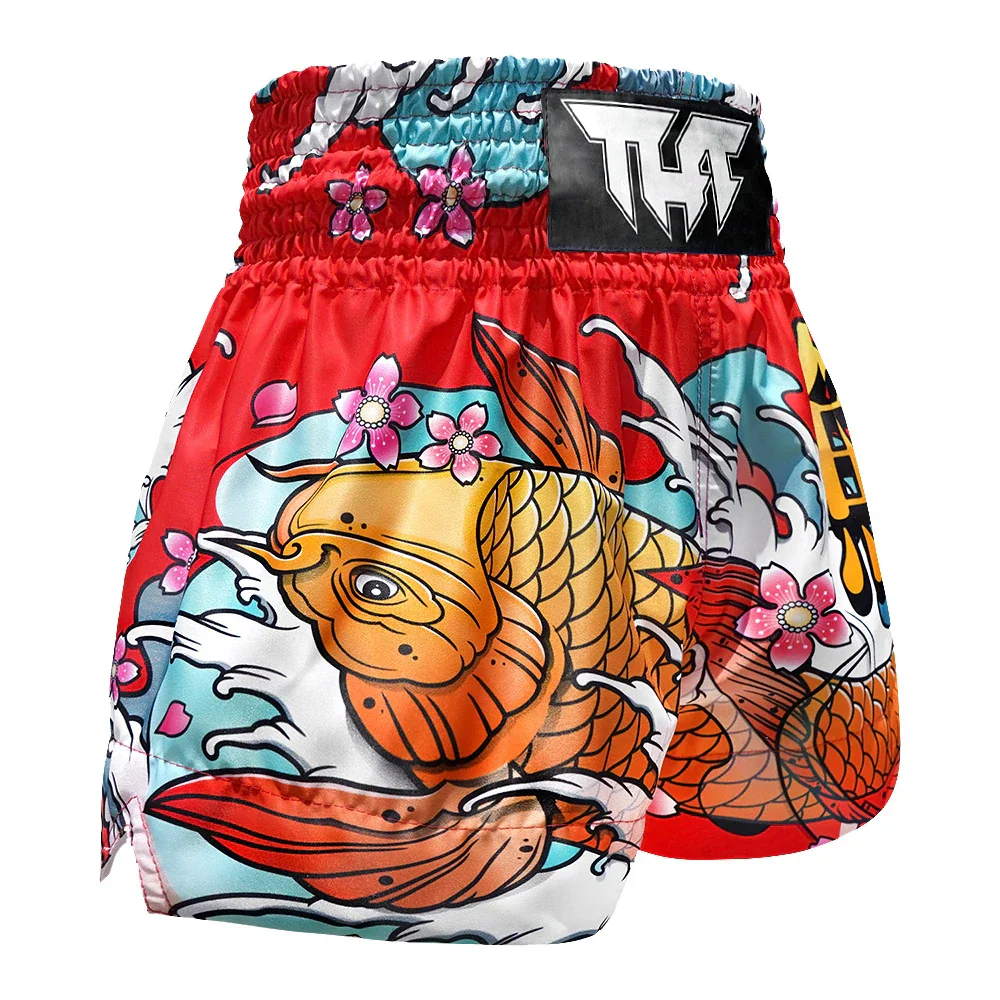 TUFF Japanese Koi Fish Muay Thai Shorts - Red - Sambo Store Australasia
