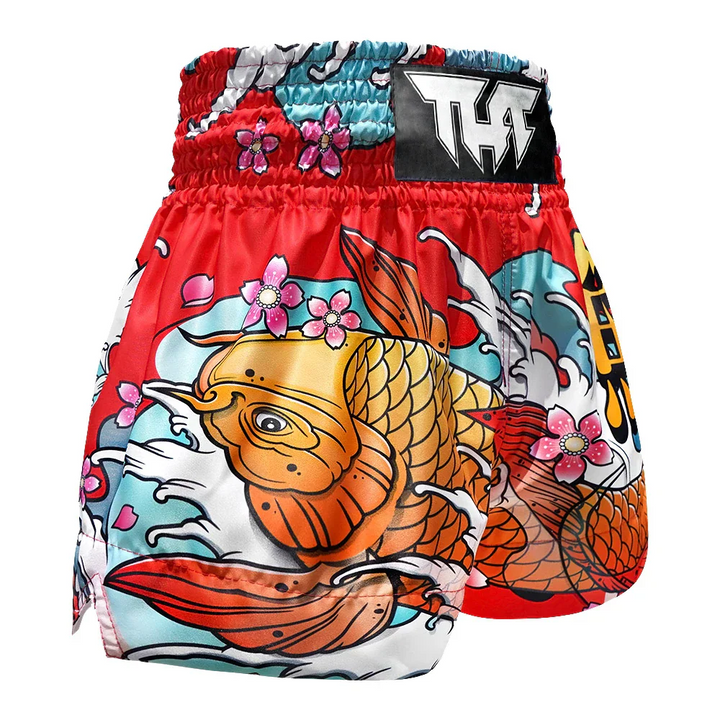 TUFF Japanese Koi Fish Muay Thai Shorts - Red - Sambo Store Australasia