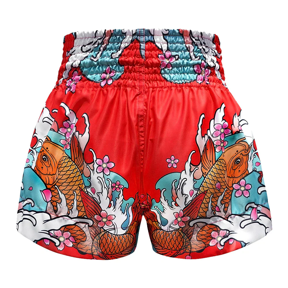 TUFF Japanese Koi Fish Muay Thai Shorts - Red - Sambo Store Australasia