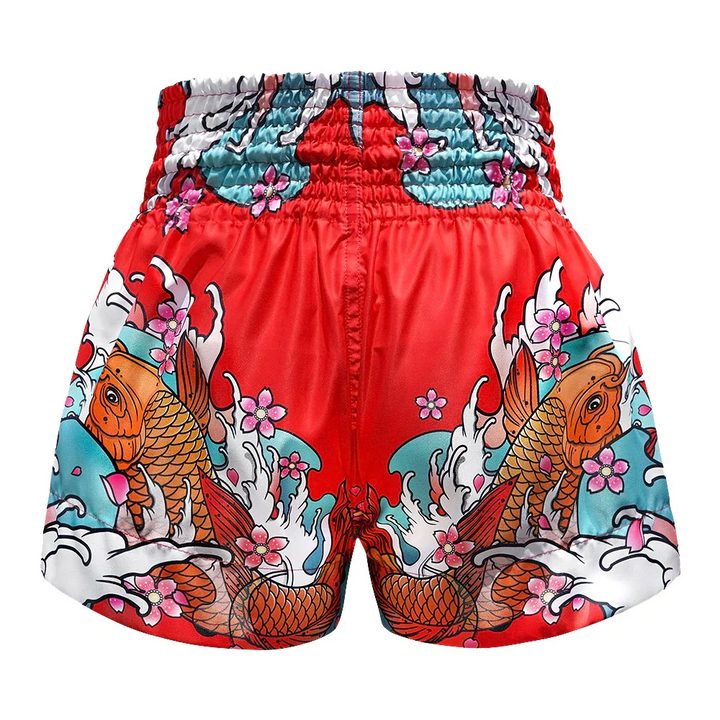 TUFF Japanese Koi Fish Muay Thai Shorts - Red - Sambo Store Australasia