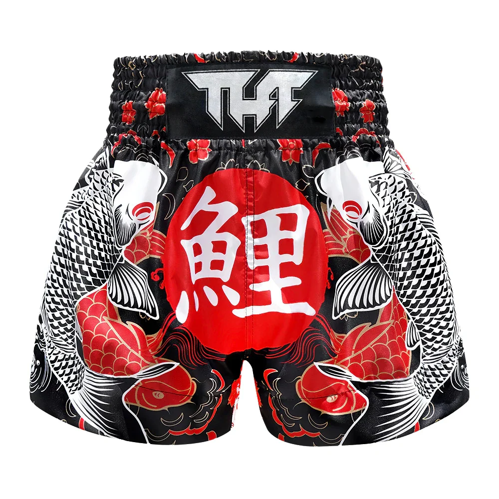 TUFF Japanese Koi Fish Muay Thai Shorts - Black - Sambo Store Australasia