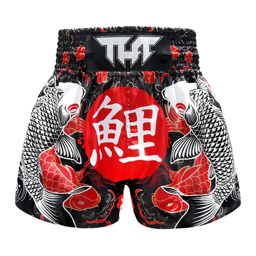 TUFF Japanese Koi Fish Muay Thai Shorts - Black - Sambo Store Australasia