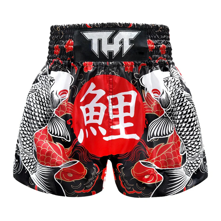 TUFF Japanese Koi Fish Muay Thai Shorts - Black - Sambo Store Australasia