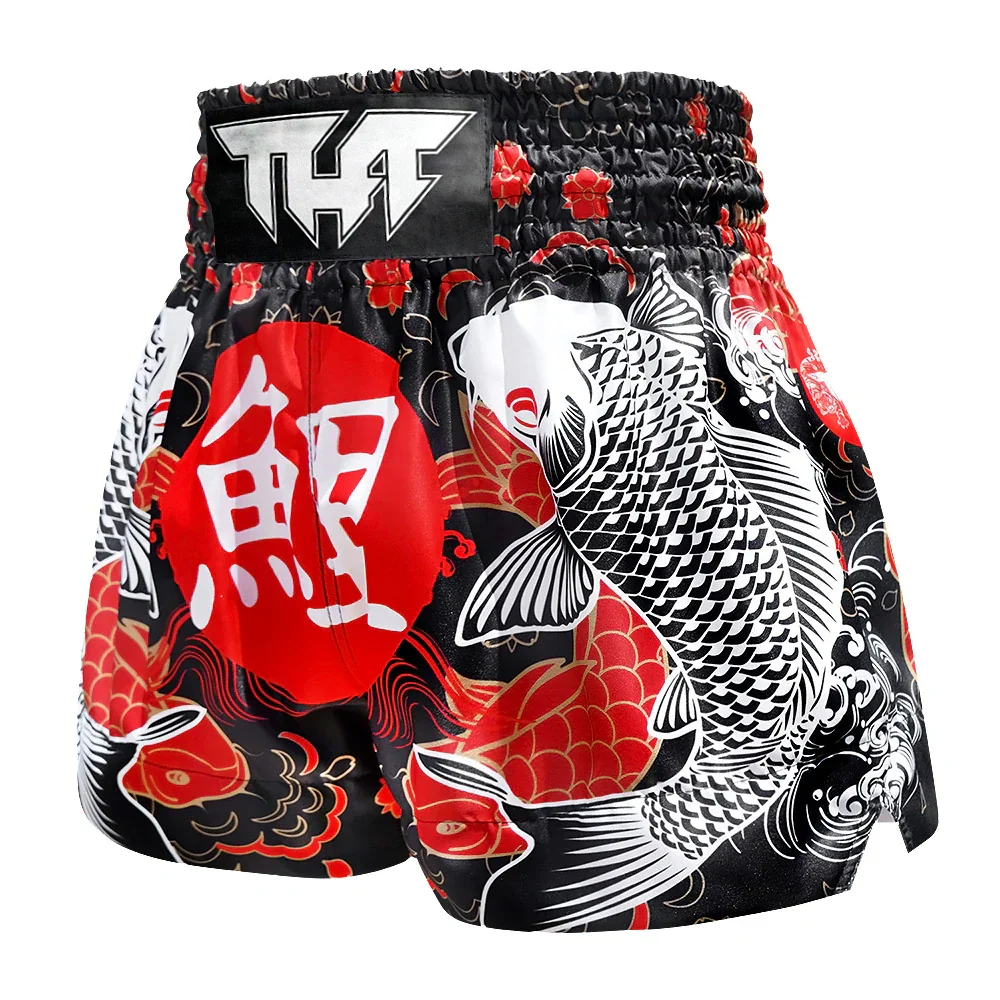 TUFF Japanese Koi Fish Muay Thai Shorts - Black - Sambo Store Australasia