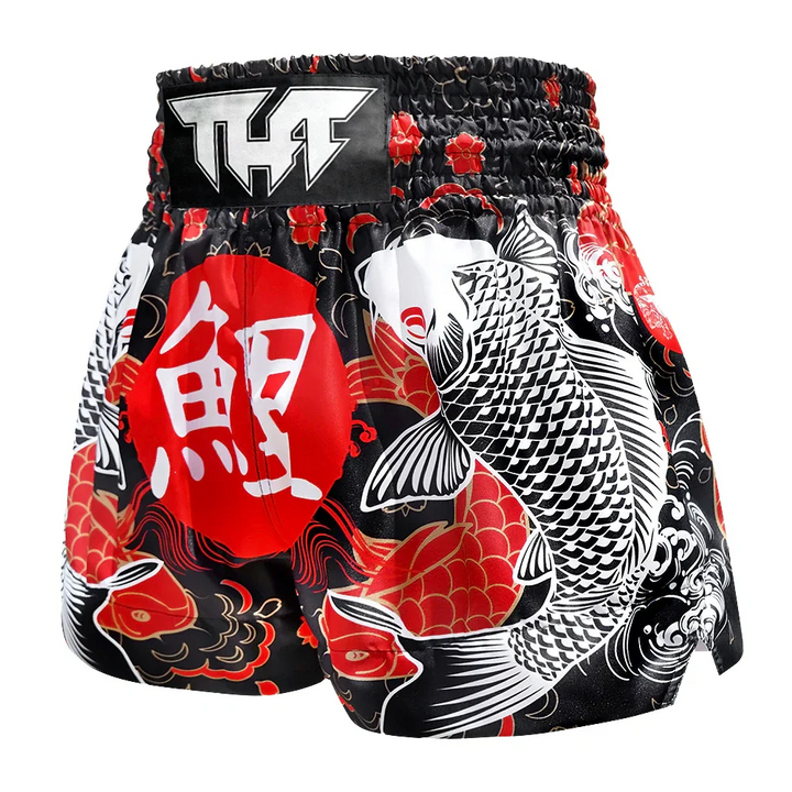 TUFF Japanese Koi Fish Muay Thai Shorts - Black - Sambo Store Australasia