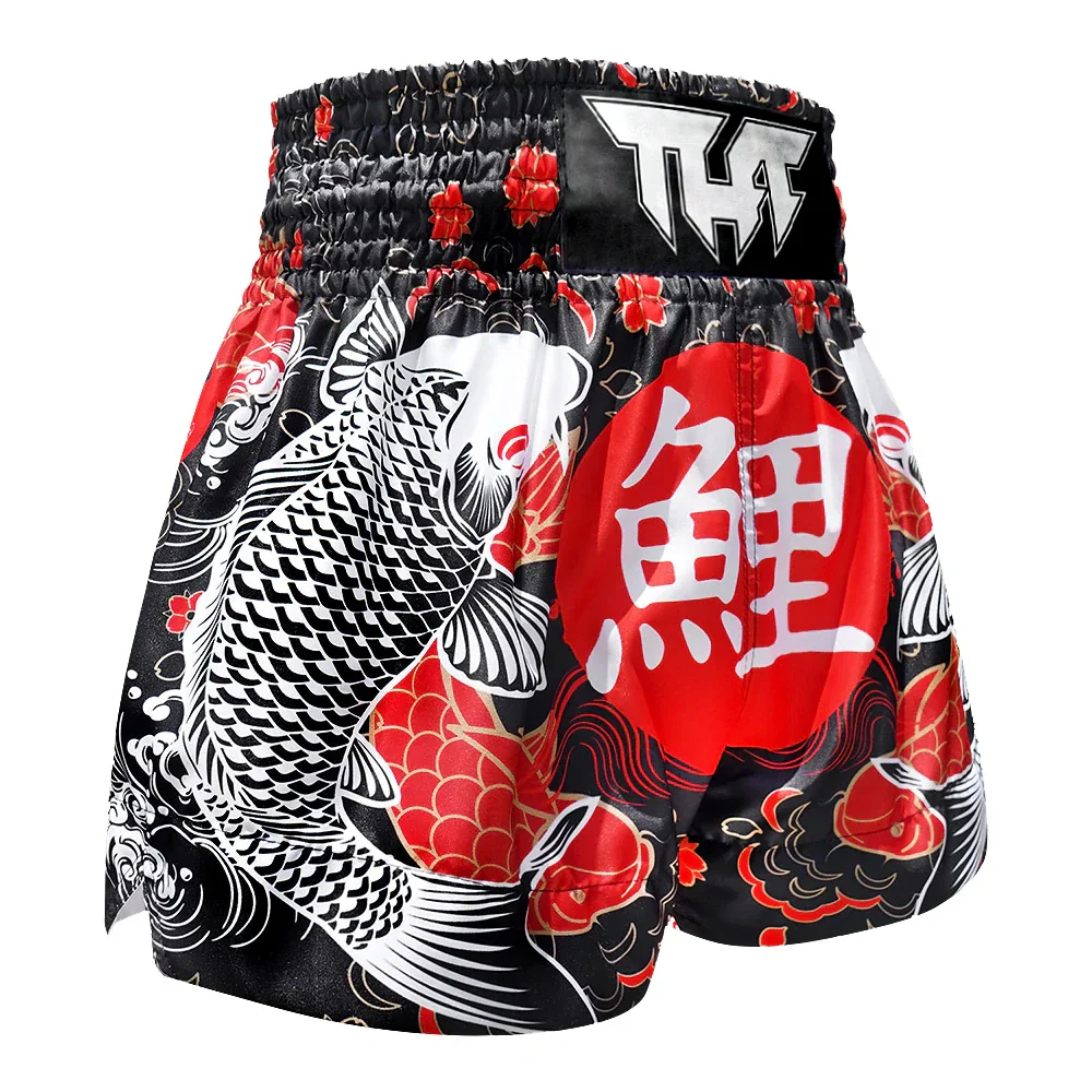 TUFF Japanese Koi Fish Muay Thai Shorts - Black - Sambo Store Australasia