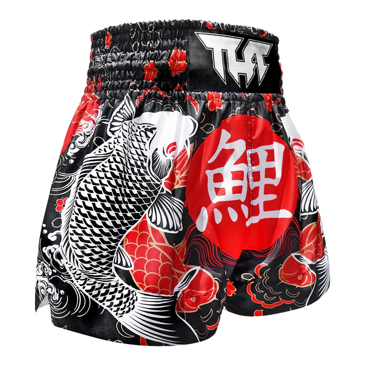 TUFF Japanese Koi Fish Muay Thai Shorts - Black - Sambo Store Australasia