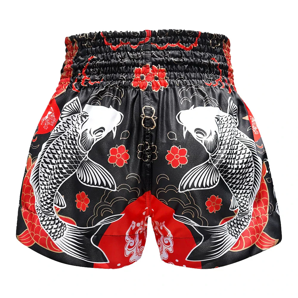 TUFF Japanese Koi Fish Muay Thai Shorts - Black - Sambo Store Australasia