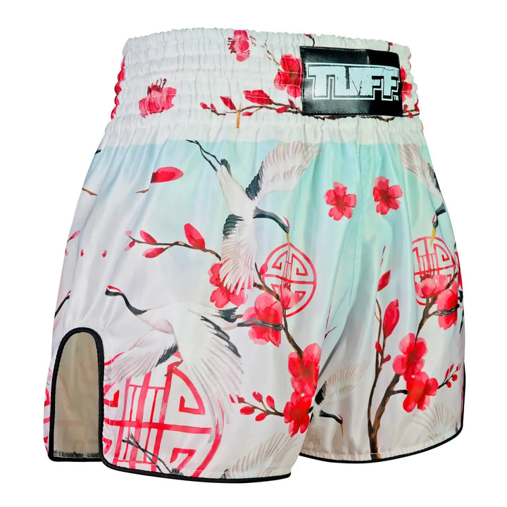 TUFF Red Crane Retro Muay Thai Shorts - Sambo Store Australasia