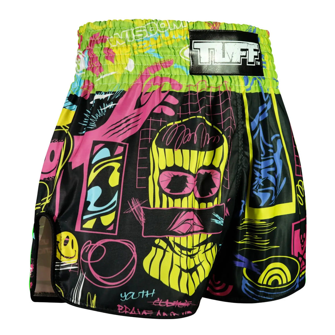 TUFF Neon Graffiti Retro Muay Thai Shorts - Sambo Store Australasia