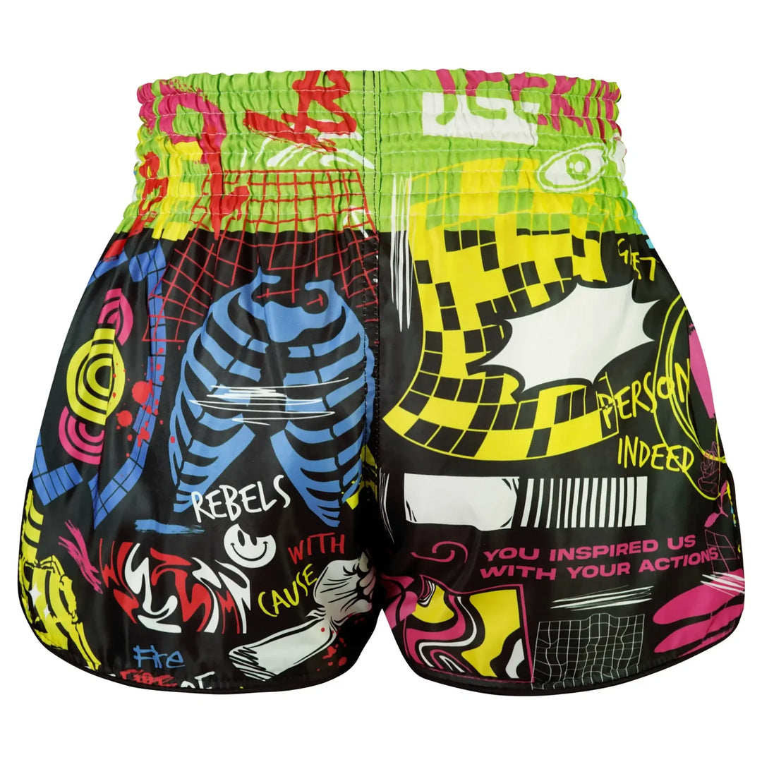 TUFF Neon Graffiti Retro Muay Thai Shorts - Sambo Store Australasia