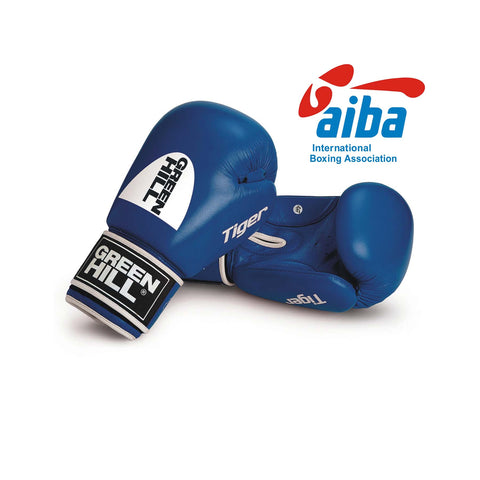 Blue Tiger AIBA Approved Boxing Gloves, 100% Genuine Leather