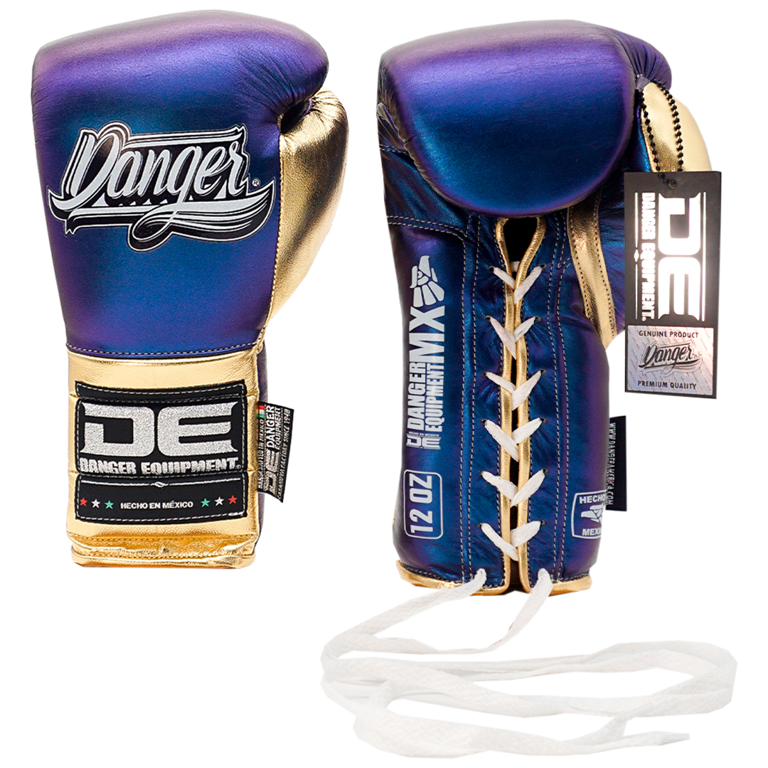 Boxing Pro Gloves Laces Danger Mx Blue Gold - Sambo Store Australasia