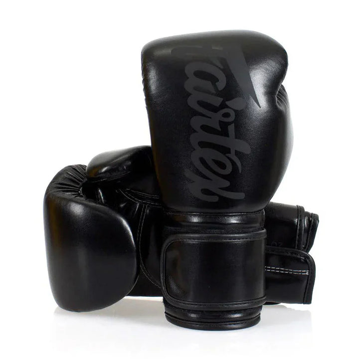 Fairtex Solid Black Microfibre Boxing Gloves - Sambo Store Australasia