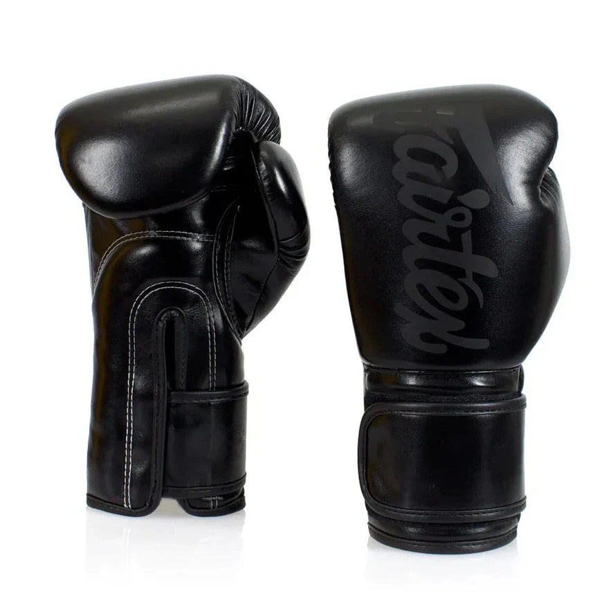 Fairtex Solid Black Microfibre Boxing Gloves - Sambo Store Australasia