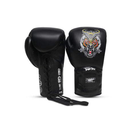 White Dragon Force Boxing Gloves with Secure Lace Up Closure
