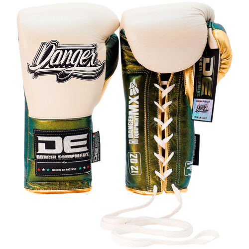 Boxing Pro Gloves Laces Danger Mx White Green - Sambo Store Australasia