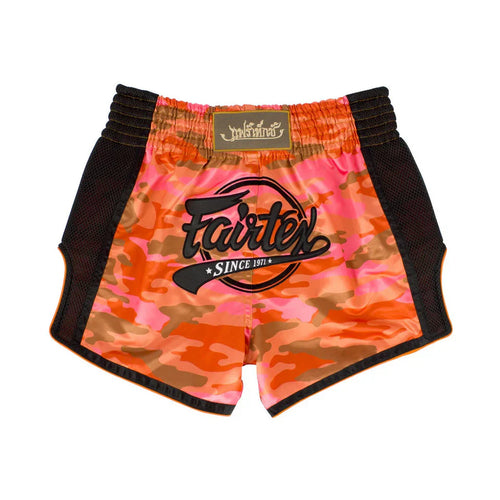 Fairtex Orange Camo Slim Cut Muay Thai Shorts - Sambo Store Australasia