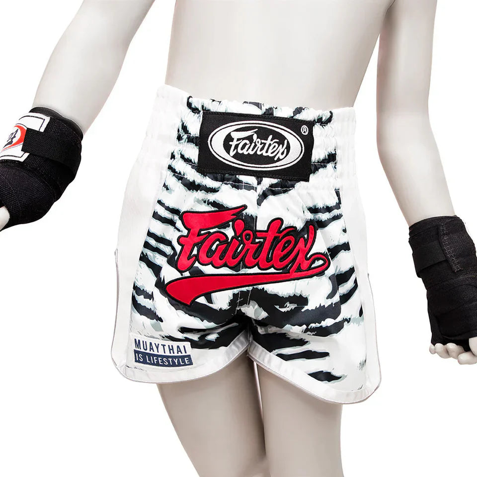 Fairtex White Tiger Kids Muay Thai Shorts - Sambo Store Australasia