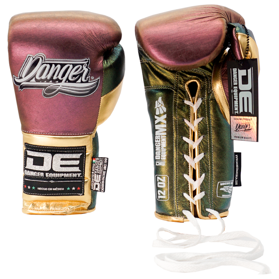 Boxing Pro Gloves Laces Danger Mx Pink Gold - Sambo Store Australasia