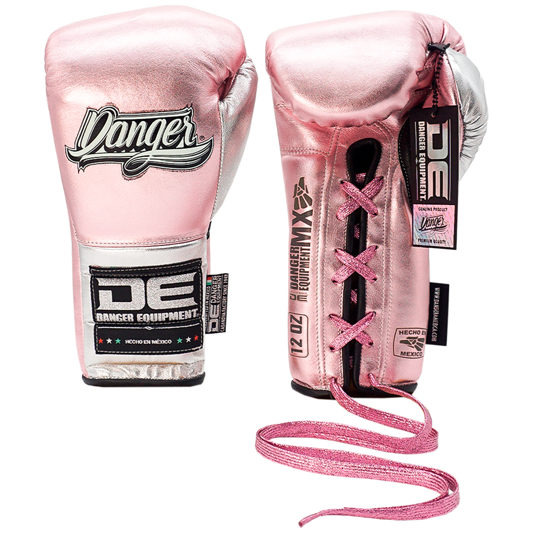 Boxing Pro Gloves Laces Danger Mx Pink Metal - Sambo Store Australasia