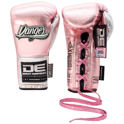 Boxing Pro Gloves Laces Danger Mx Pink Metal - Sambo Store Australasia