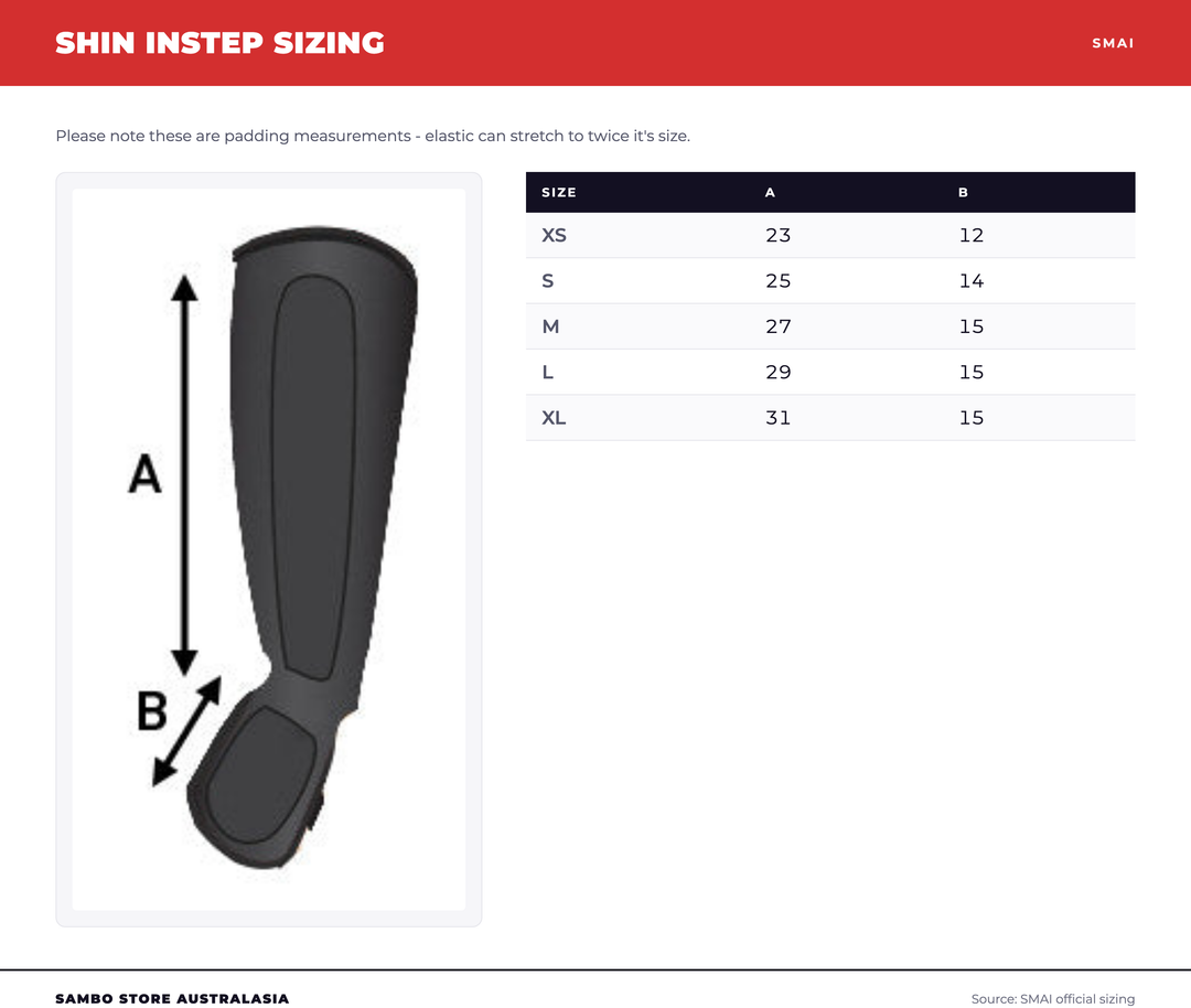 Shin Guard - Elastic size chart