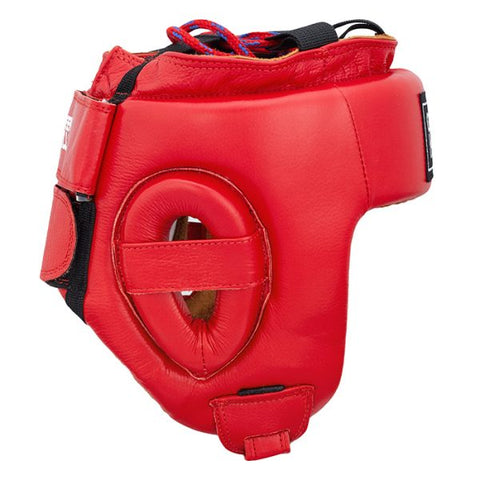 SAMBO Head Guard, Leather Headgear "Five Star" FIAS Approved, Red