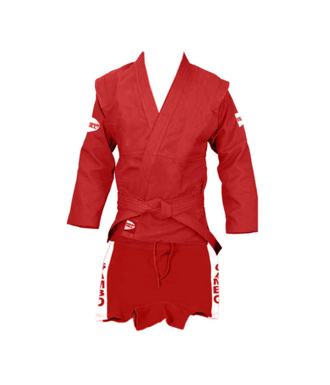SAMBO Junior,Youth,Kids Uniform Suit with Belt and Shorts for Wrestling,Combat,Competition, Red