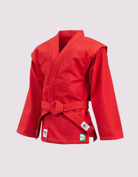 SAMBO Jacket Coat with Belt for Wrestling/Combat/Competition FIAS Approved, Red