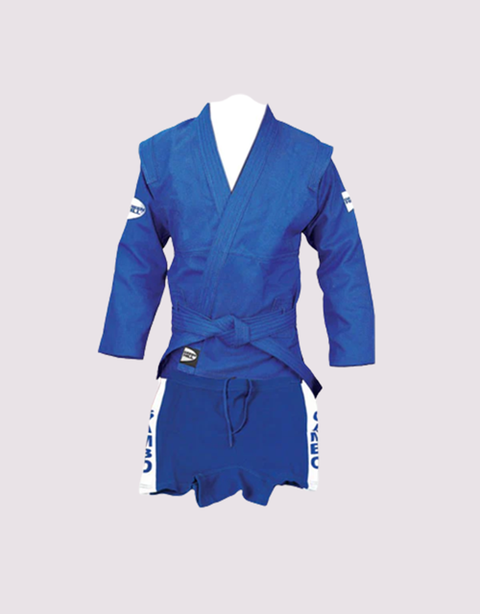 SAMBO Uniform Suit, Belt and Shorts for Wrestling/Combat/Competition FIAS Approved, Blue