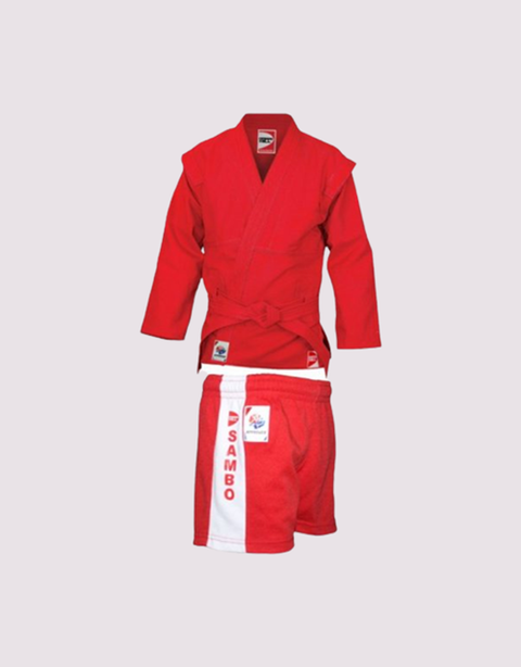 SAMBO Uniform Suit, Belt and Shorts for Wrestling/Combat/Competition FIAS Approved, Red
