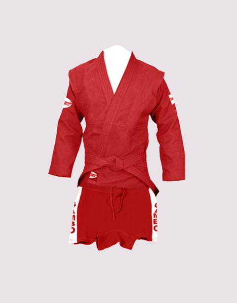 SAMBO Uniform Suit, Belt and Shorts for Wrestling/Combat/Competition FIAS Approved, Red