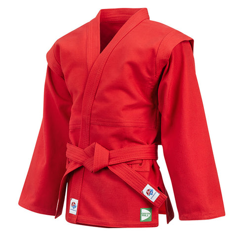 SAMBO Jacket Coat with Belt for Wrestling/Combat/Competition FIAS Approved, Red