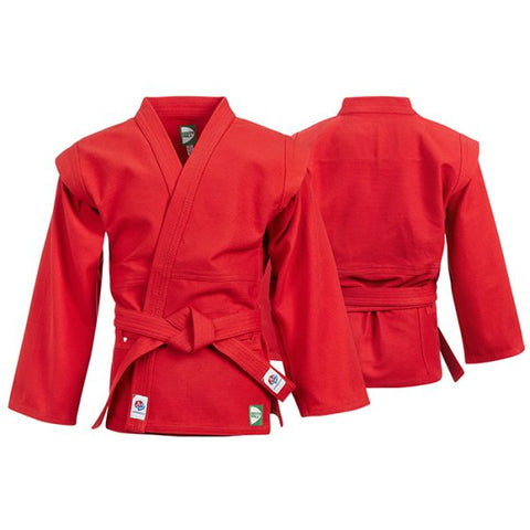 SAMBO Jacket Coat with Belt for Wrestling/Combat/Competition FIAS Approved, Red