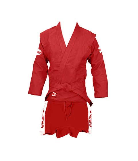 SAMBO Uniform Suit, Belt and Shorts for Wrestling/Combat/Competition FIAS Approved, Red