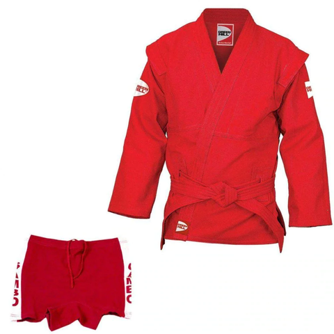 SAMBO Uniform Suit, Belt and Shorts for Wrestling/Combat/Competition FIAS Approved, Red