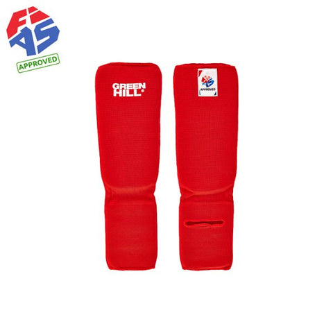 SAMBO Combat Fighting Instep Shin Guards FIAS Approved, Red