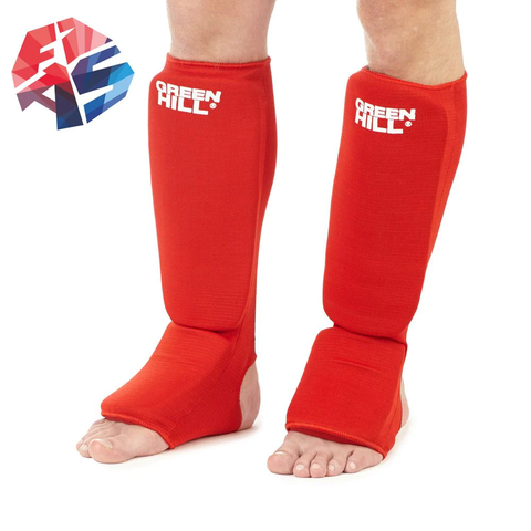 SAMBO Combat Fighting Instep Shin Guards FIAS Approved, Red